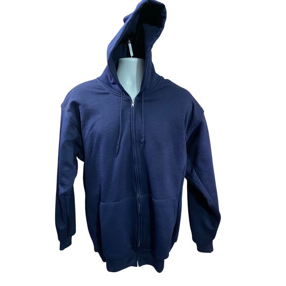 Pluma Hooded Sweatshirt Size XL Navy Blue Vintage Zip Hoodie Style 21x29 - Picture 1 of 10